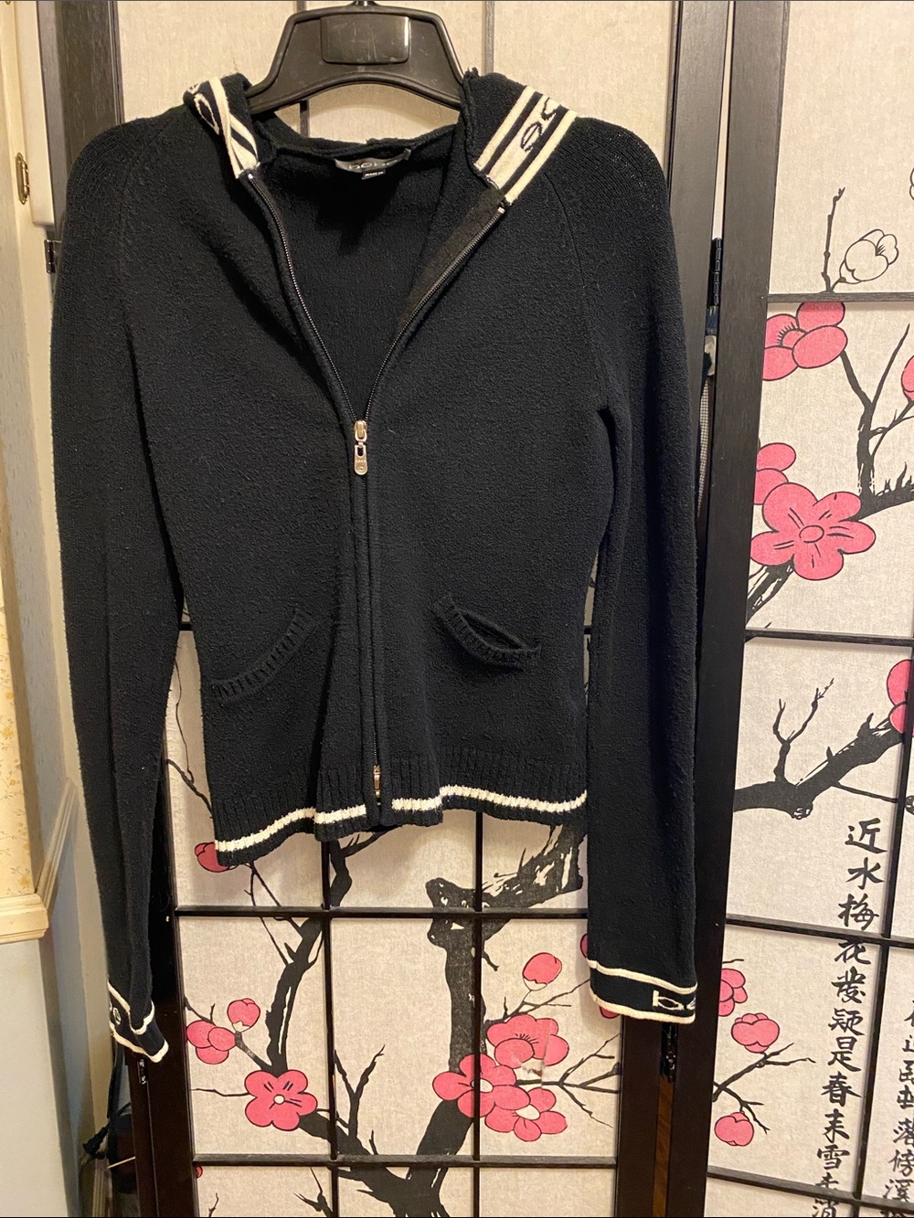Black Zip-Up Hooded Women's Sweater